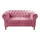 Ver imagem 1 de Sofá Chesterfield 2 Lugares Dom Pedro Vintage Retrô Capitonê Suede Rosa