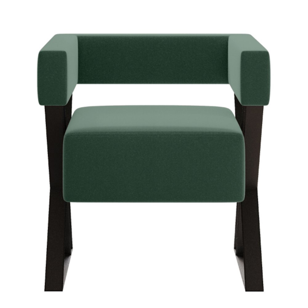 Poltrona Decorativa Sala de Estar Miralys com Puff Decorativo Marí Veludo Verde - Desk Design - 6