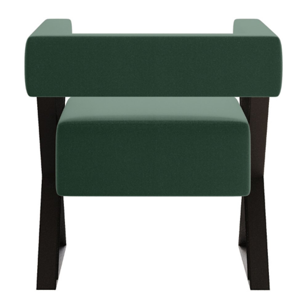 Poltrona Decorativa Sala de Estar Miralys com Puff Decorativo Marí Veludo Verde - Desk Design - 8
