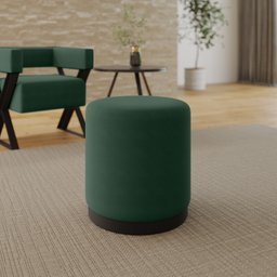 Poltrona Decorativa Sala de Estar Miralys com Puff Decorativo Marí Veludo Verde - Desk Design - 2