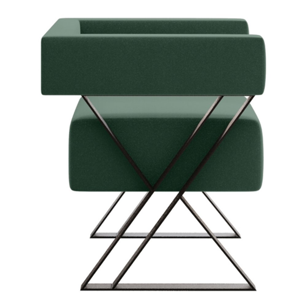 Poltrona Decorativa Sala de Estar Miralys com Puff Decorativo Marí Veludo Verde - Desk Design - 9