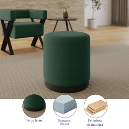 Poltrona Decorativa Sala de Estar Miralys com Puff Decorativo Marí Veludo Verde - Desk Design - 4