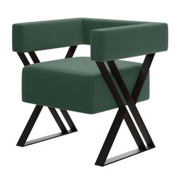 Poltrona Decorativa Sala de Estar Miralys com Puff Decorativo Marí Veludo Verde - Desk Design - 5