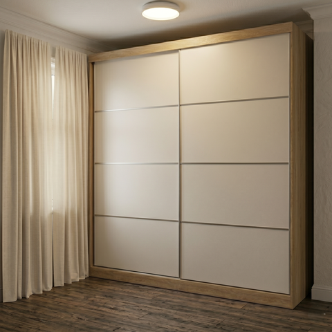 Guarda Roupa Casal 2 Portas de Correr e 6 Gavetas 100% MDF 230cm Málaga Cappuccino