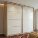 Ver imagem 1 de Guarda-Roupa Casal 100% MDF 2 Portas de Correr 6 Gavetas Málaga Yescasa Capuccino Off White