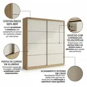 Ver imagem 6 de Guarda-Roupa Casal 100% MDF 2 Portas de Correr 6 Gavetas Málaga Yescasa Capuccino Off White