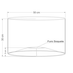 Cúpula Abajur e Luminária em Tecido Cilíndrica Vivare Cp-8025 Ø50x30cm - Bocal Europeu - Preto - 3