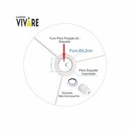 Cúpula Abajur e Luminária em Tecido Cilíndrica Vivare Cp-8025 Ø50x30cm - Bocal Europeu - Preto - 2