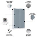 Ver imagem 2 de Guarda Roupa Solteiro 135cm 2 Portas 3 Gavetas Taiga Branco/grey L01 - Mpozenato
