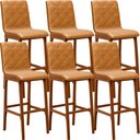 Ver imagem 1 de Kit 06 Banquetas Altas Para Cozinha Sala de Jantar Fixa Zoe B04 Couríssimo Whisky - Lyam Decor