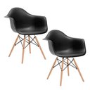 Ver imagem 1 de Kit 2 Poltronas Eames de Madeira com Braço Daw com Assento Preto