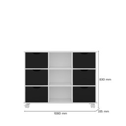 Nicho Organizador Branco 6 Gavetas com Rodízios - Dritex:gavetas Pretas - 2