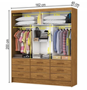 Ver imagem 2 de Guarda Roupa Solteiro com Espelho 3 Portas de Correr 9 Gavetas 162cm Sevilha Cinamomo - Carioca Móveis