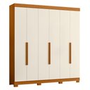 Ver imagem 4 de Guarda Roupa Casal Vinci 06 Portas e Cômoda New Master Cinamomo Off White - Móveis Albatroz