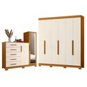 Ver imagem 1 de Guarda Roupa Casal Vinci 06 Portas e Cômoda New Master Cinamomo Off White - Móveis Albatroz