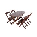 Ver imagem 1 de Jogo Conjunto 4 Cadeiras e 1 Mesa Dobrável de Madeira 120 x 70 - Com Pintura Imbuia