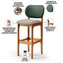 Ver imagem 4 de Kit 6 Banquetas Alta Bar Cozinha Sala Jantar Betta L02 Imbuia Facto Verde Linho Bege - Lyam Decor