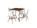 Ver imagem 2 de Mesa Industrial Base Ferro Cobre em V Tampo 90x90 Amendoa 4 Cadeiras Eames Madeira Assento Branco