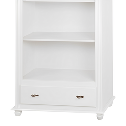 Estante para Livros de Madeira 3 Prateleiras 1 Gaveta Pés Torneados - Branco Laca - 3