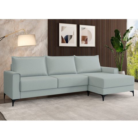 Estofado 3 Lugares com Chaise Lado Direito Cinza