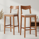 Ver imagem 1 de Kit 2 Banquetas de Madeira Maciça Loop Linho