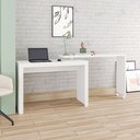 Ver imagem 2 de Escrivaninha Mesa Escritório em L ou Reta com 120cm Tampo Giratório e Rodízio Bc 31 Branca