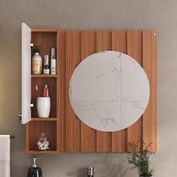Conjunto de Banheiro Completo com Gabinete Suspenso 80cm Lavatório e Espelheira Bali - 3