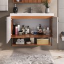 Ver imagem 4 de Conjunto de Banheiro Completo com Gabinete Suspenso 80cm Lavatório e Espelheira Bali