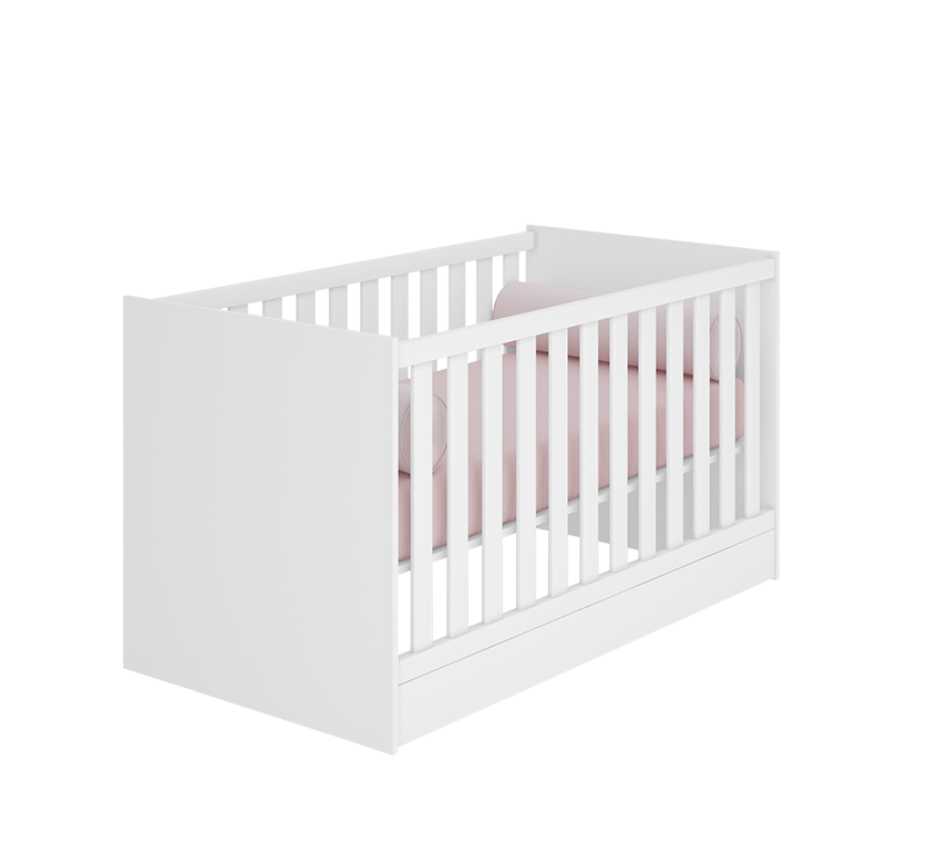 Quarto de Bebê Doce Sonho com Guarda-Roupa 2 Portas 2 Gavetas, Cômoda e Berço Mini Cama Qmovi - 3