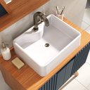 Ver imagem 2 de Conjunto para Banheiro Completo com Gabinete Madeira Maciça Cuba Sobrepor e Espelho com Led - Linha