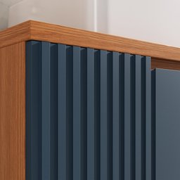 Conjunto para Banheiro Completo com Gabinete Madeira Maciça Cuba Sobrepor e Espelho com Led - Linha - 6