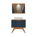 Ver mais imagens de Conjunto para Banheiro Completo com Gabinete Madeira Maciça Cuba Sobrepor e Espelho com Led - Linha