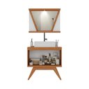 Ver mais imagens de Conjunto para Banheiro Completo com Gabinete Madeira Maciça Cuba Sobrepor e Espelho com LED - Linha ÔNIX 80cm