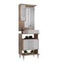 Ver imagem 3 de Conjunto De Banheiro Gabinete 2 Portas Com Cuba De Sobrepor Espelheira 1 Porta Com Led Eleganza