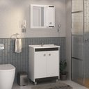 Ver imagem 1 de Armário Conjunto de Banheiro com Gabinete, Cuba e Espelheira 2 Portas Viena 60 cm