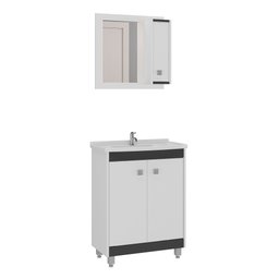Armário Conjunto de Banheiro com Gabinete, Cuba e Espelheira 2 Portas Viena 60 cm - 3