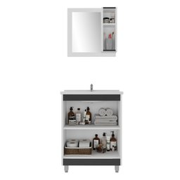 Armário Conjunto de Banheiro com Gabinete, Cuba e Espelheira 2 Portas Viena 60 cm - 4