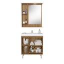 Ver imagem 2 de Armário Conjunto de Banheiro com Gabinete, Cuba e Espelheira 2 Portas e 1 gaveta com Led na Espelheira Milão 80 cm