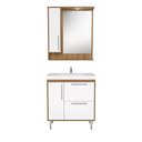 Ver imagem 3 de Armário Conjunto de Banheiro com Gabinete, Cuba e Espelheira 2 Portas e 1 gaveta com Led na Espelheira Milão 80 cm