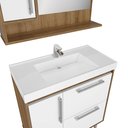 Ver imagem 4 de Armário Conjunto de Banheiro com Gabinete, Cuba e Espelheira 2 Portas e 1 gaveta com Led na Espelheira Milão 80 cm