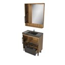 Ver imagem 2 de Armário Conjunto de Banheiro com Gabinete, Cuba e Espelheira 2 Portas e 1 gaveta com Led na Espelheira Milão 80 cm