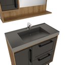 Ver imagem 5 de Armário Conjunto de Banheiro com Gabinete, Cuba e Espelheira 2 Portas e 1 gaveta com Led na Espelheira Milão 80 cm