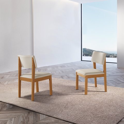 Kit 6 Cadeiras para Sala de Jantar Jade Estofadas em Suede Castanho e Off White