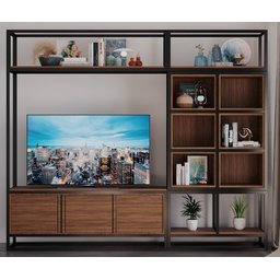 Estante Home para TV Moderna Estilo Industrial Melodic 210x40x170 Cor mdf Castanho - 3