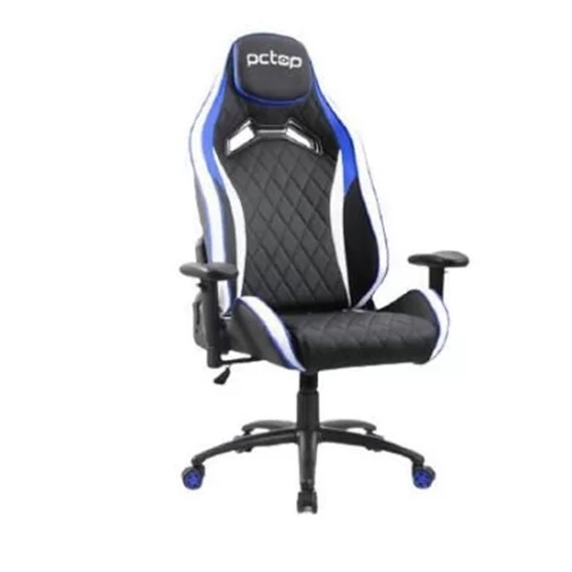 Cadeira Gamer Pc Top Premium Azul Branco e Preto - Reclinável