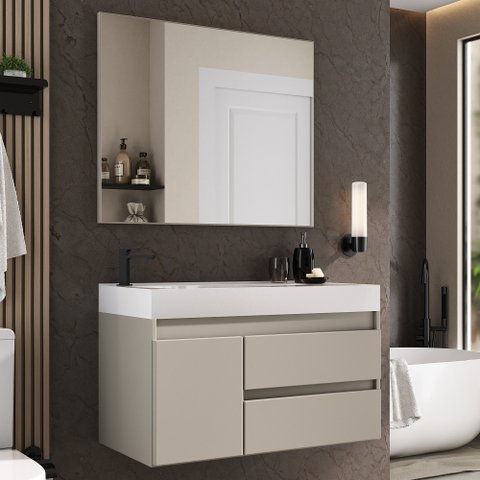 Conjunto Gabinete para Banheiro com Espelheira Califórnia 80