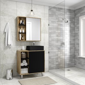 Armário Conjunto de Banheiro com Gabinete, Cuba e Espelheira Portas 80 cm