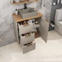 Ver imagem 3 de Conjunto de Banheiro Completo com Gabinete, Cuba e Espelheira 57cm Belfast