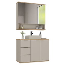 Conjunto de Banheiro Completo com Gabinete, Cuba e Espelheira 76cm York - 8