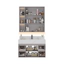 Ver imagem 3 de Conjunto de Banheiro com Gabinete Suspenso, Espelheira com Led e Bancada com Cuba Esculpida